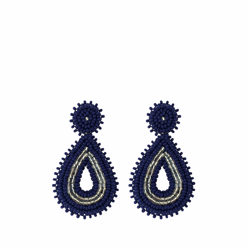 Small Beads Earrings - Blue Silver - Paulie Pocket