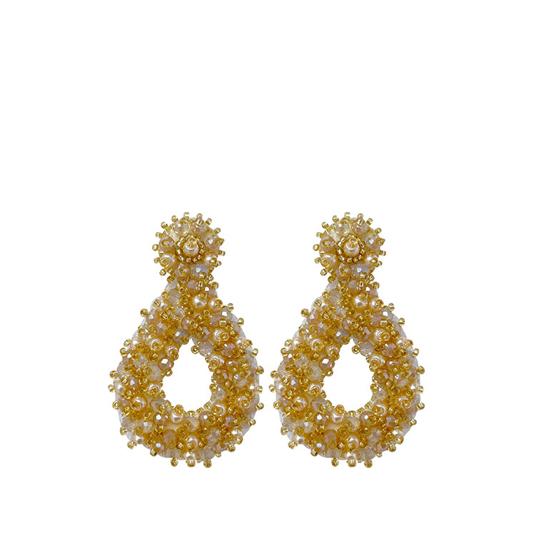 Small Drops Beads Earrings - Beige - Paulie Pocket